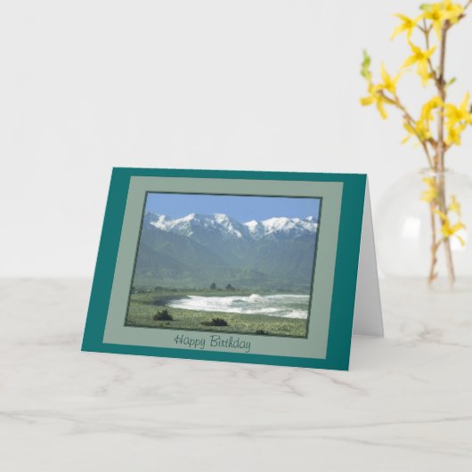Carte d'anniversaire - Oceanside de Kaikoura, (Fleur jaune)