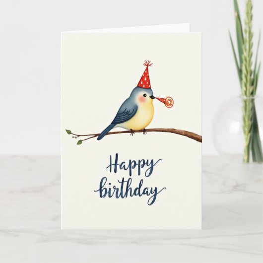 Carte d'anniversaire oiseau à l'aquarelle (Devant)