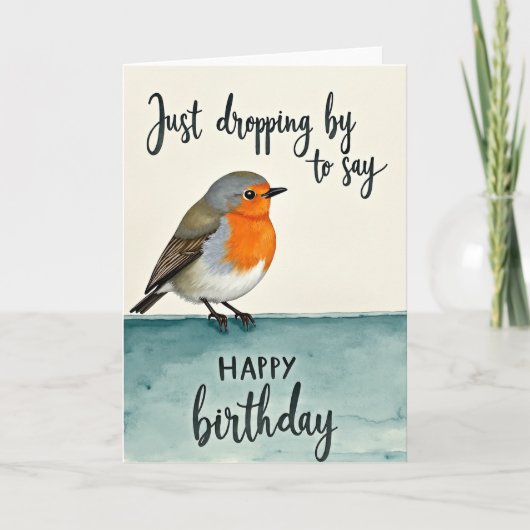 Carte d'anniversaire oiseau aquarelle douce (Devant)