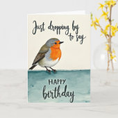 Carte d'anniversaire oiseau aquarelle douce (Fleur jaune)