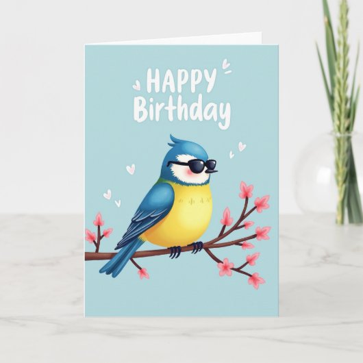 Carte d'anniversaire Oiseau Bleu (Devant)
