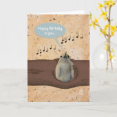 Carte d'anniversaire Oiseau dans un tronc bleu (Fleur jaune)