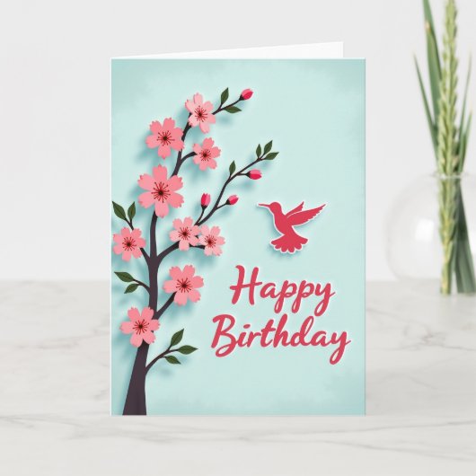 Carte d'anniversaire oiseau de printemps (Devant)
