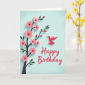 Carte d'anniversaire oiseau de printemps (Fleur jaune)