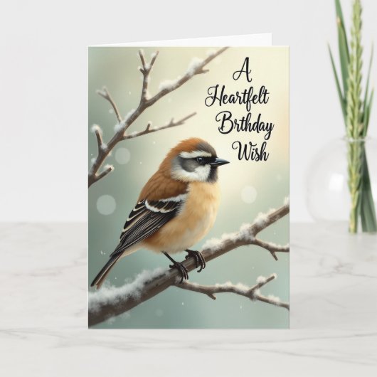Carte d'anniversaire Oiseau d'hiver (Devant)