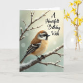 Carte d'anniversaire Oiseau d'hiver (Fleur jaune)