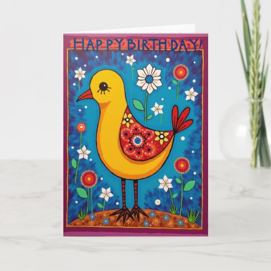 Carte d'anniversaire oiseau douce (Devant)