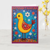 Carte d'anniversaire oiseau douce (Fleur jaune)