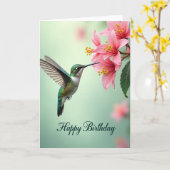 Carte d'anniversaire Oiseau Émeraude (Fleur jaune)