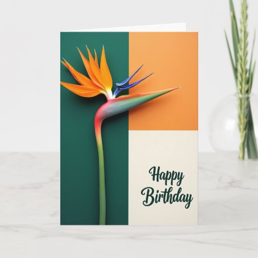 Carte d'anniversaire oiseau fleuri joyeux (Devant)