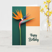 Carte d'anniversaire oiseau fleuri joyeux (Fleur jaune)