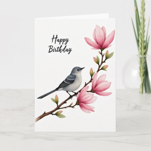 Carte d'anniversaire Oiseau Fleurir (Devant)