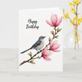 Carte d'anniversaire Oiseau Fleurir (Fleur jaune)