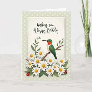 Carte d'anniversaire oiseau floral