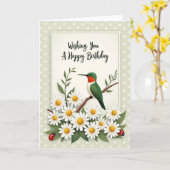 Carte d'anniversaire oiseau floral (Fleur jaune)
