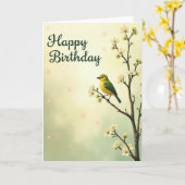 Carte d'anniversaire Oiseau Jaune (Fleur jaune)