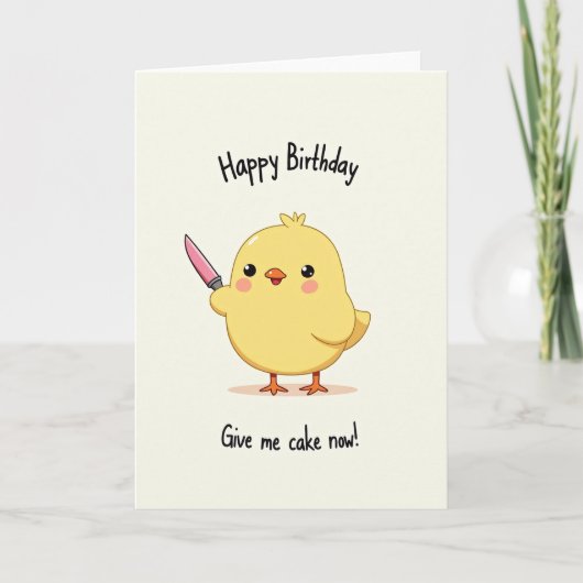 Carte d'anniversaire Oiseau Jaune Doux (Devant)
