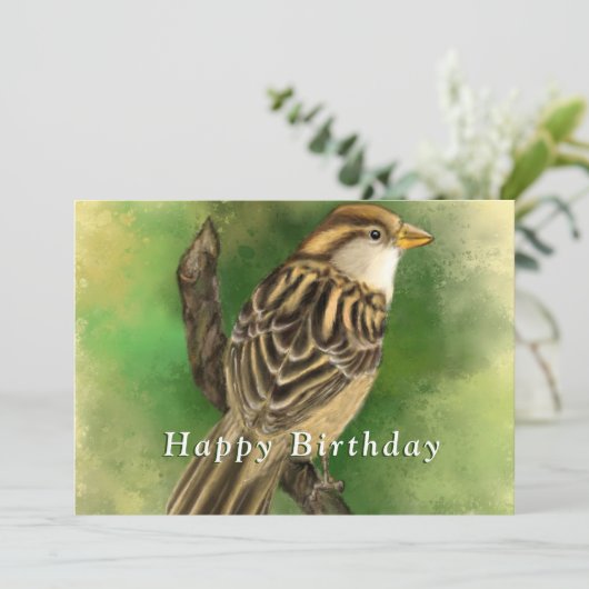 Carte d'anniversaire oiseau mignon (Debout devant)