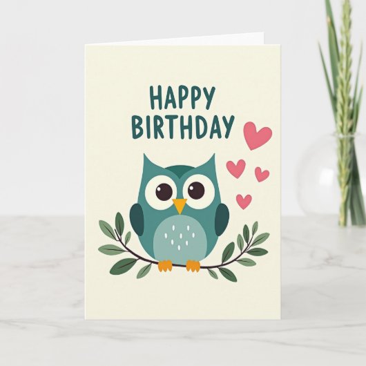 Carte d'anniversaire oiseau sarcelle douce (Devant)