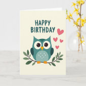 Carte d'anniversaire oiseau sarcelle douce (Fleur jaune)