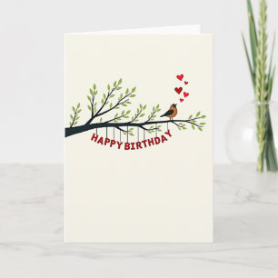Carte d'anniversaire Oiseau sur Branche