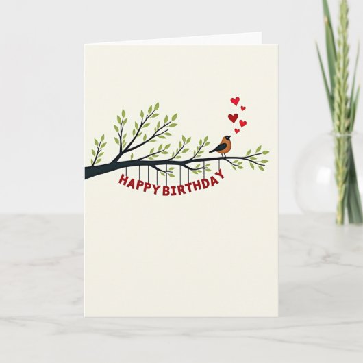 Carte d'anniversaire Oiseau sur Branche (Devant)