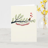 Carte d'anniversaire Oiseau sur Branche (Fleur jaune)