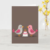 Carte d'anniversaire Oiseaux à pois (Fleur jaune)