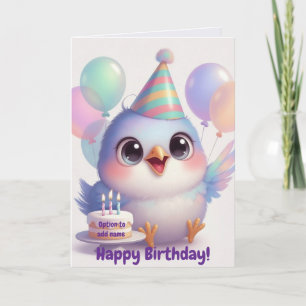Carte d'anniversaire Oiseaux & Ballons Mignons
