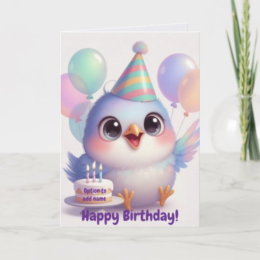 Carte d'anniversaire Oiseaux & Ballons Mignons (Devant)