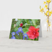 Carte d'anniversaire Oiseaux bleus et Fleurs (Fleur jaune)