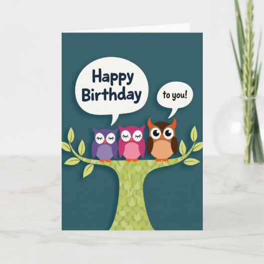Carte d'anniversaire Oiseaux Chantants (Devant)