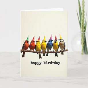 Carte d'anniversaire Oiseaux Chapeaux de Fête