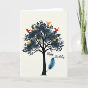 Carte d'anniversaire Oiseaux Colorés