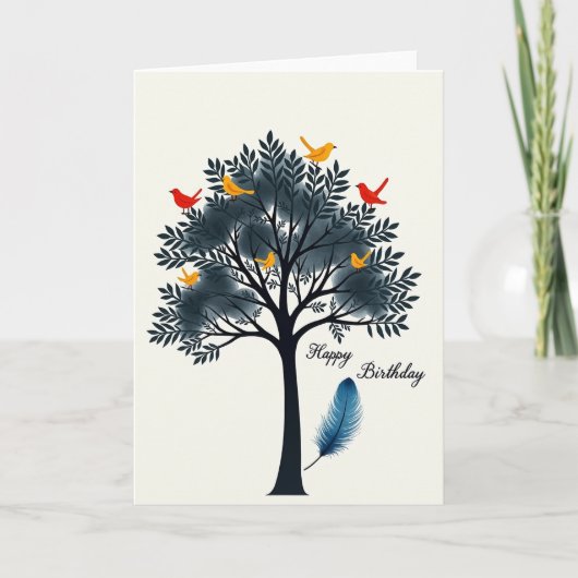 Carte d'anniversaire Oiseaux Colorés (Devant)
