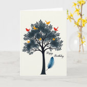 Carte d'anniversaire Oiseaux Colorés (Fleur jaune)