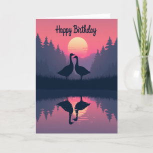 Carte d'anniversaire oiseaux crépusculaires aimant