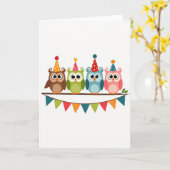 Carte d'anniversaire Oiseaux de fête (Fleur jaune)