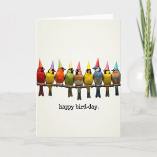 Carte d'anniversaire Oiseaux de Fête Fantaisistes