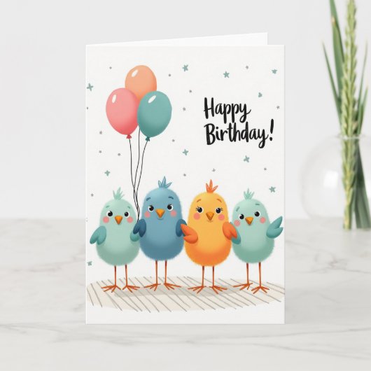 Carte d'anniversaire Oiseaux dodus (Devant)