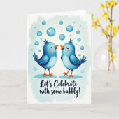 Carte d'anniversaire Oiseaux doux (Fleur jaune)
