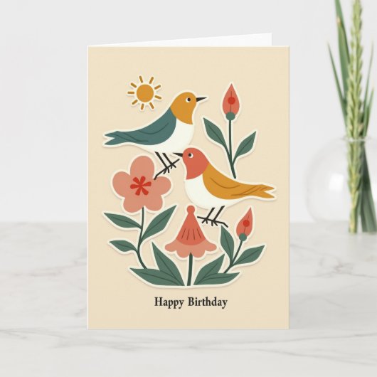 Carte d'anniversaire Oiseaux doux (Devant)