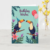 Carte d'anniversaire Oiseaux Tropicaux (Fleur jaune)