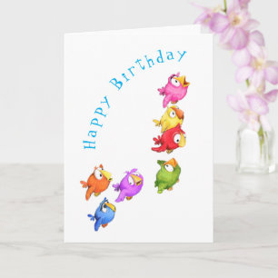 Carte d'anniversaire Oiseaux volants Colorés