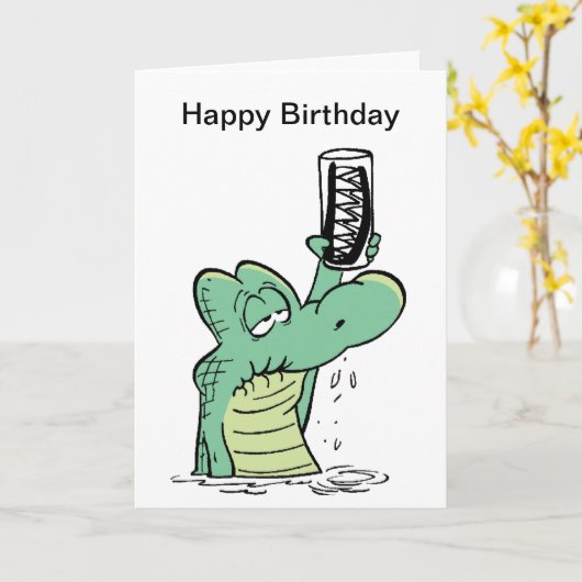 Carte d'anniversaire Old Man Croc (Fleur jaune)