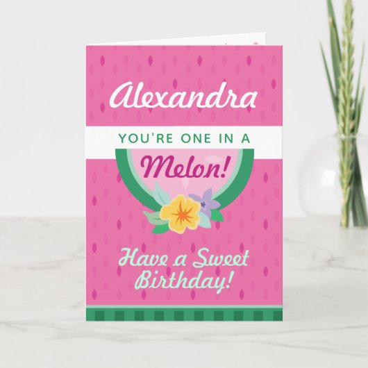 Carte d'anniversaire "One In A Melon" Pink Waterme (Devant)