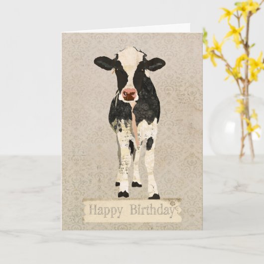 Carte d'anniversaire Onyx et Vache d'Ivoire (Fleur jaune)
