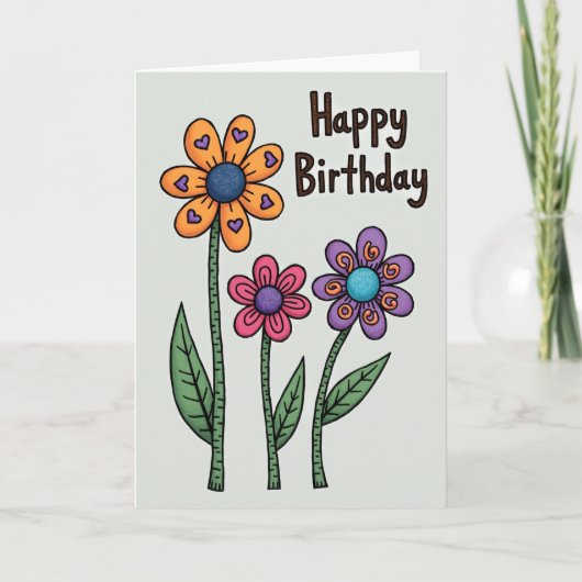 Carte d'anniversaire optimiste avec illustration (Devant)