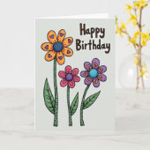 Carte d'anniversaire optimiste avec illustration (Fleur jaune)