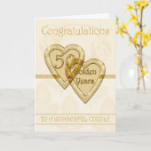 Carte d'anniversaire or 50 ans (Fleur jaune)